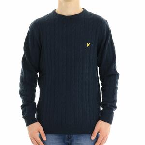 MAGLIA GIROCOLLO TRECCE NAVY